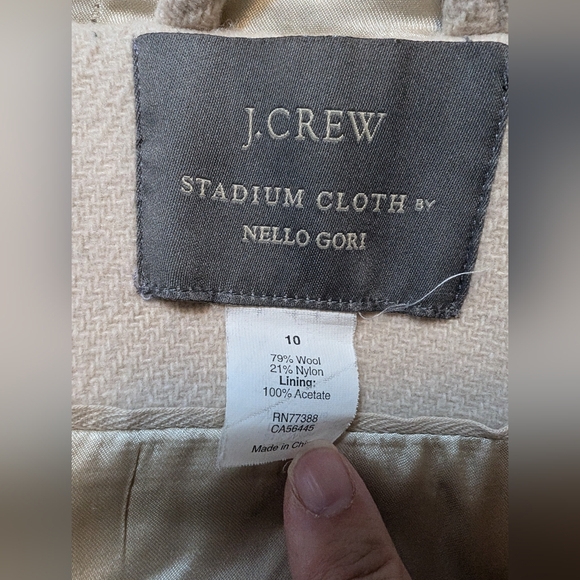 J.Crew Stadium Cloth Italian Wool cream hooded Coat Women's 10 by Nello Gori - Picture 7 of 13